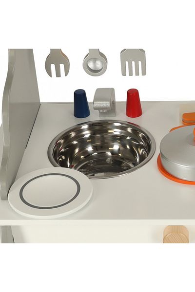 Ikonka Wooden children's kitchen MDF with large oven Grey