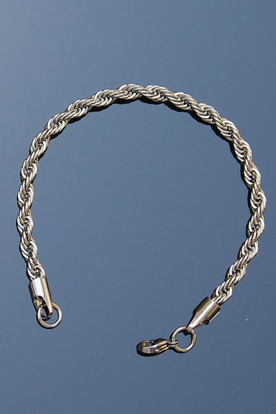 Rua Jewelry Steel Twist Rope Bracelet 5mm Silver Color |   No Tarnish, Unisex, 2 Years Warranty