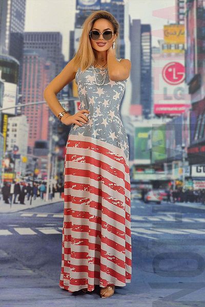 WildFashion American print maxi dress V362RR-23 M/L