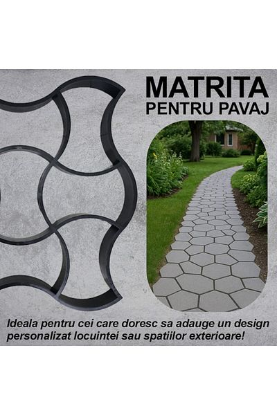NEXTLY Matrita pavaj din beton NEXTLY, plastic durabil, 49x49x4.3cm, 21-11 negru