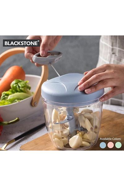 Blackstone Handy Chopper, Manual Food Chopper with Stainless Steel Blades, 0.9 Liters (Blue, 900 ML)
