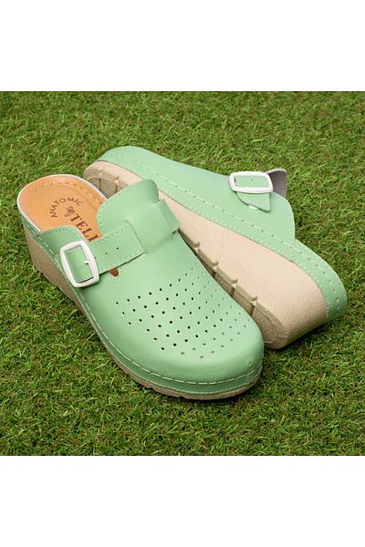 Tellus Women's Leather Medical Clogs 27-09, Green