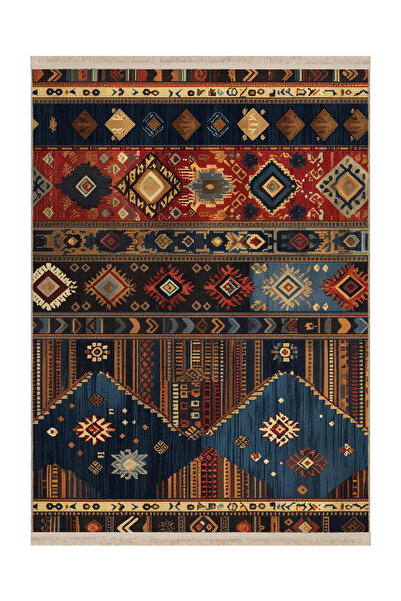 Rugs Modern Halı MOSSO Σκούρος Τόνος Μικτό Εθνοτικό Σχέδιο Υφαντή Βάση Μοντέρ...