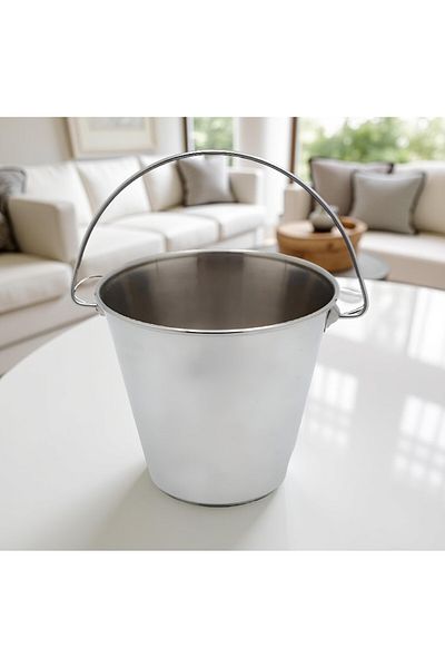 BASURRAH 9cm Stainless Steel Bucket with Handle – Rust-Resistant Multipurpose Pail