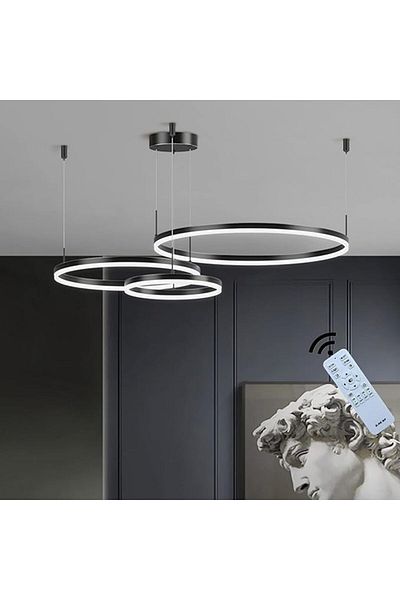 Sueva Brown Led Chandelier 3 Circles With 2.4g Wifi Remote Control Light/cold/warm/neutral Intensity