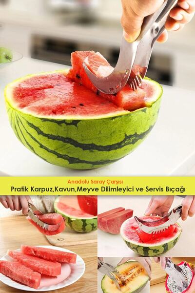 Anadolu Saray Pratik Paslanmaz Çelik Karpuz Kavun Meyve Dilimleyici Ve Servis Bıçağı 24 Cm