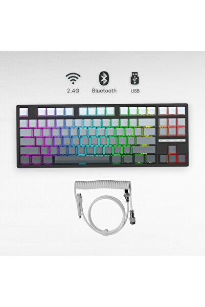 Leaven K88 Mekanik Oyun Klavyesi- 3 Modlu Hot Swap RGB 4000 Mah Batarya + Gri...