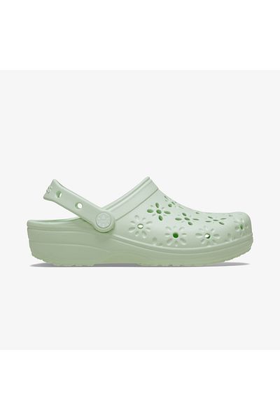 Crocs Γυναικείες πράσινες παντόφλες Classic Floral Cut Out Clog