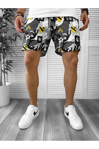 dehaine Men's Beach Pants, Printed, Gray, 12531