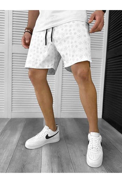 dehaine Men's Beach Pants, Printed, White, 12537