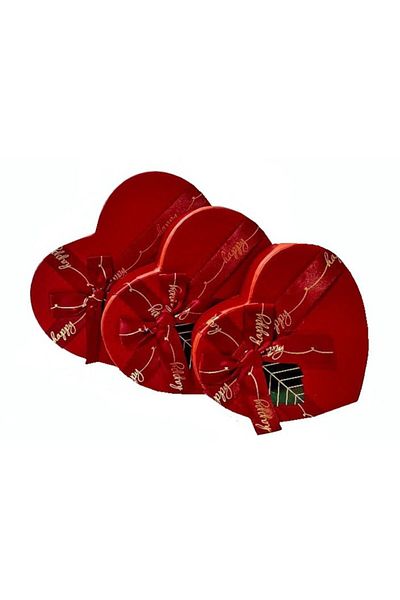 OEM Set 3 heart-shaped boxes, red, 16-22 cm