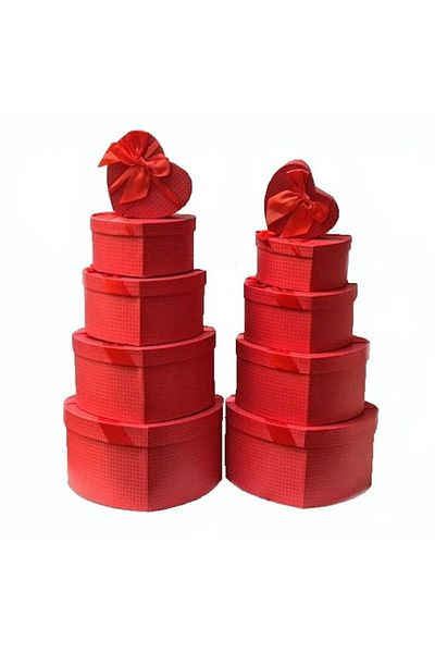 OEM Set 10 cutii inimă, roșu, 14-31 cm