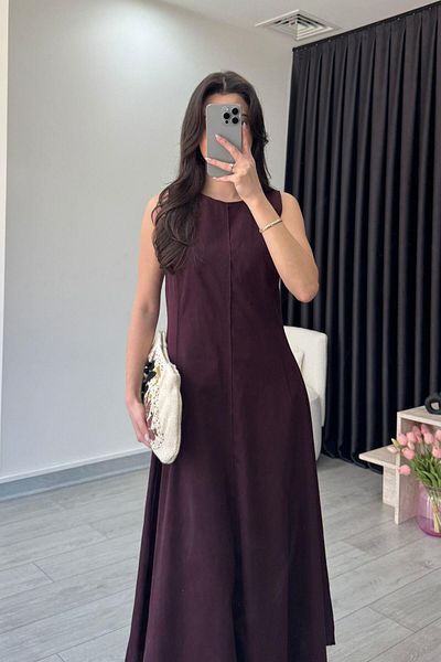 ECEMİ Alura Pens Detail Plum Dress