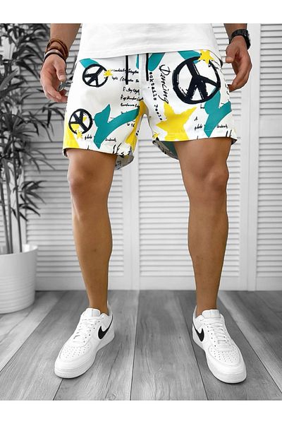 dehaine Men's Beach Pants, Printed, Blue, 12536