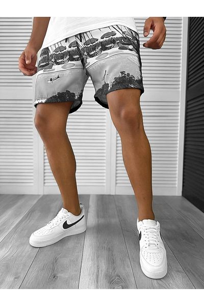 dehaine Men's Beach Pants, Printed, Grey, 12717