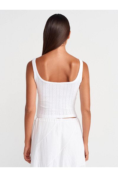 Coral Buttoned Square Collar Undershirt White
