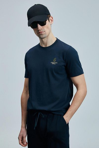 Lufian Ανδρικό μπλουζάκι Olivia Navy Blue (111020263)