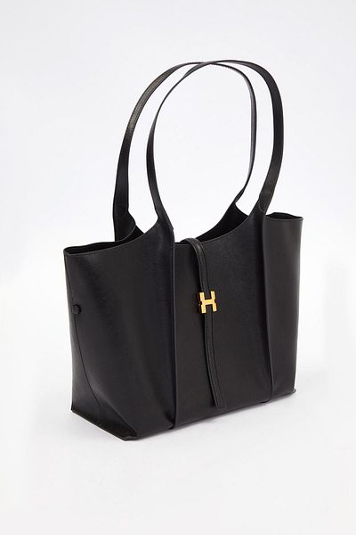 Levidor Premium Strap Lock Detail Large Handbag Black