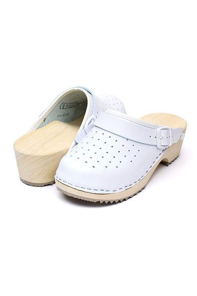 Tellus Women's leather medical clogs 03AB, White - 41