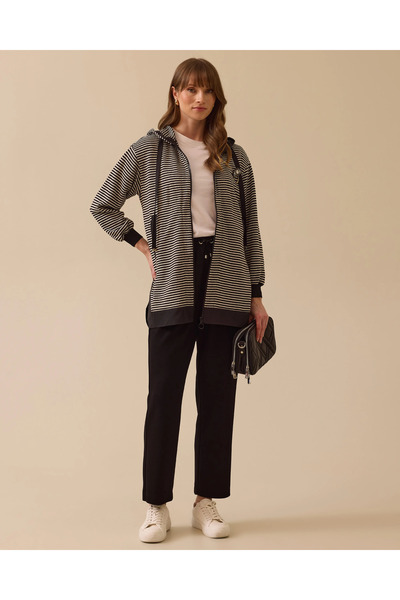 SCL Çıkarılabilir Aksesuarlı Çizgili Ceket