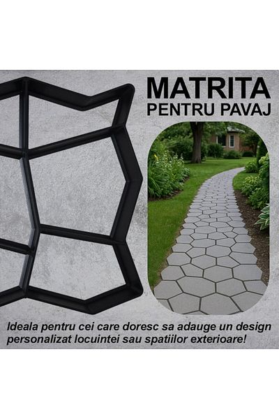 NEXTLY Matrita pavaj din beton NEXTLY, plastic durabil, 36x34x3.5cm, 6-14 negru