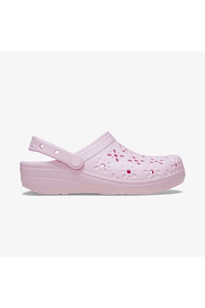Crocs شبشب نسائي كلاسيكي مزين بالزهور باللون الوردي