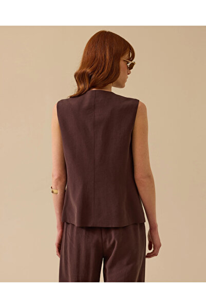 SEÇİL Women's Buttoned Pocket Detailed Vest - Brown