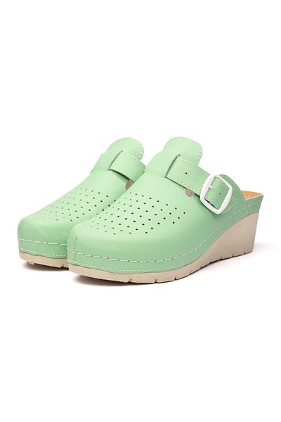 Tellus Women's Leather Medical Clogs 27-09, Green