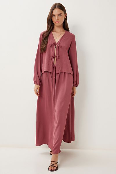 Lovelyİstanbul Lacing Detailed Ayrobin Blouse Skirt Set