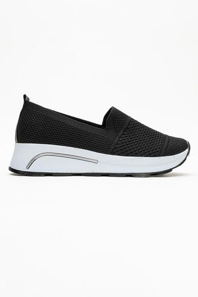CCWAY AYAKKABI Knitwear Comfortable Soft Soled Women's Shoes Black White
