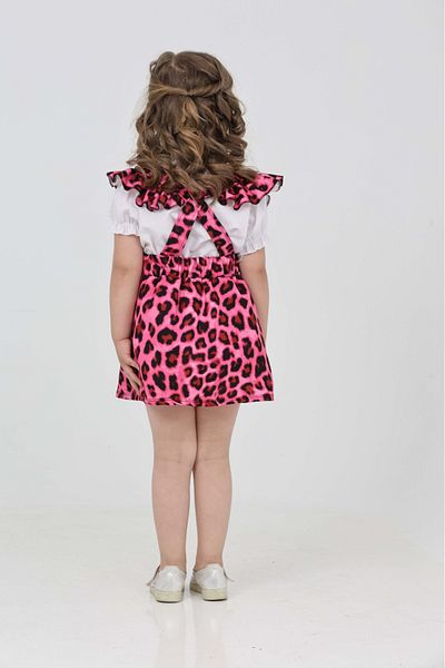 junior baby kids Leopard Print Girl's Salopet Skirt Shirt Combination
