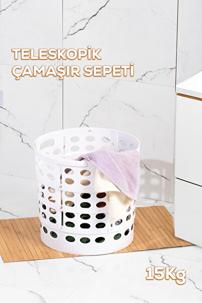 Porsima Teleskopik Katlanır Sepet Katlanabilir Çamaşır Sepeti Orta Boy Katlan...