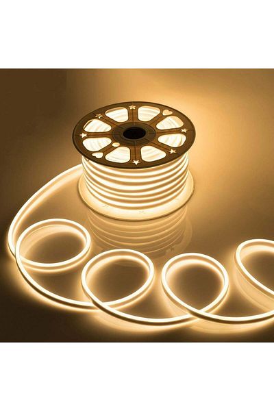 divendi-ro Bandă neon flexibilă cu LED-uri, lumină uniformă, rezistentă la apă, 100 m, lumină albă/alb cald