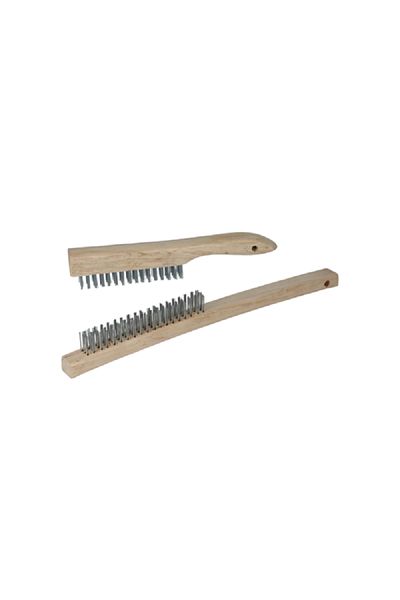 Regal 2-Piece Durable Tempered Steel Shoe Wire Brush with Wood Handle Beige and Grey