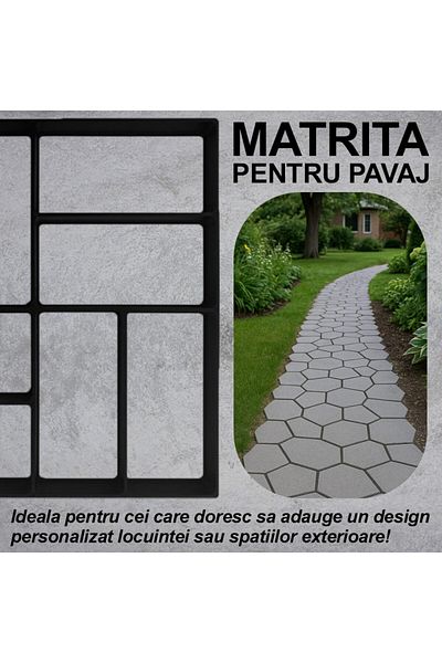 NEXTLY Matrita pavaj din beton NEXTLY, plastic durabil, 39x39x3.8cm, 21-8 negru