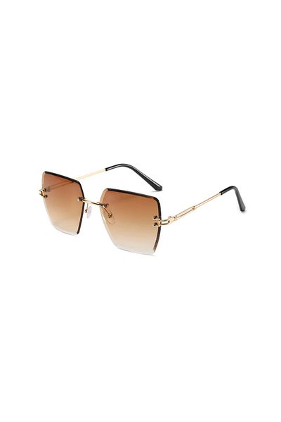 Toz Vintage Hivella Brown Gradient Glass Vintage & Retro Rimless Sunglasses