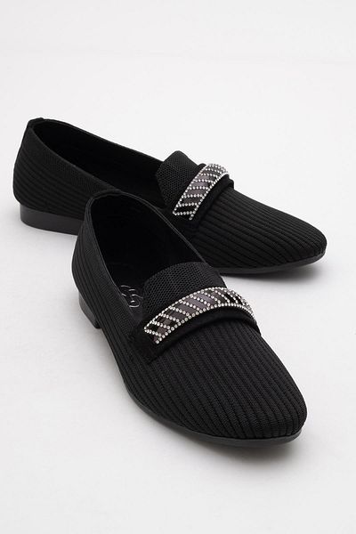 CCWAY AYAKKABI Women's Buckle Knitwear Shoes Black