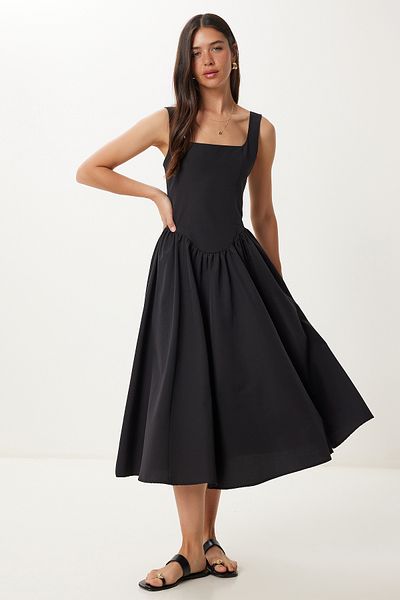 Lovelyİstanbul Summer Midi Poplin Dress with Straps