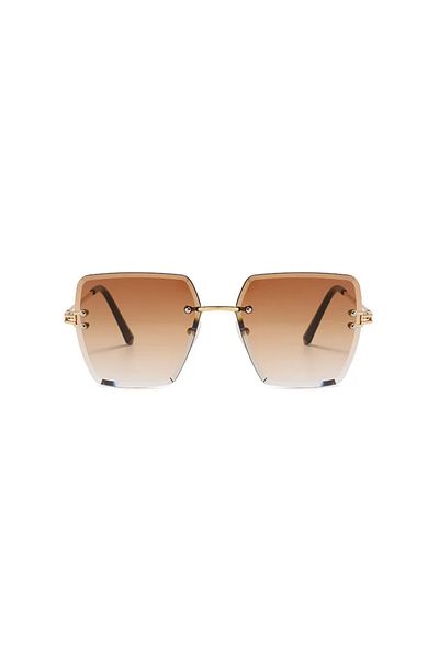 Toz Vintage Hivella Brown Gradient Glass Vintage & Retro Rimless Sunglasses
