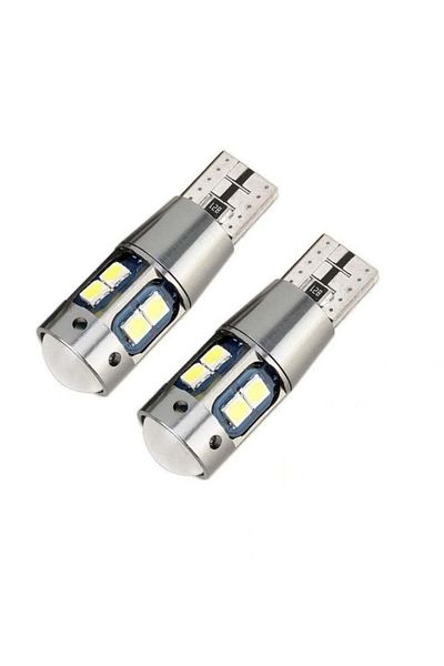 divendi-ro Set of 2 car LED bulbs for position, T10 w5w, with 10 LEDs, Canbus, 6000K, white