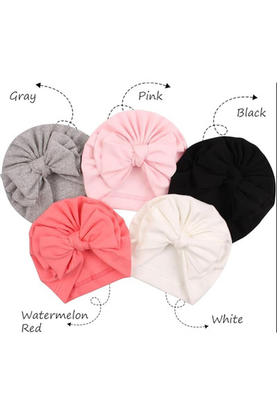 MASENKIDS ÇİFT KAT FİYONKLU BEBEK BONE BANDANA 5'Lİ SET EKSTRA YUMUŞAK