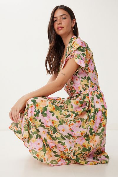 Lovelyİstanbul Patterned Belted Woven Shirt Dress