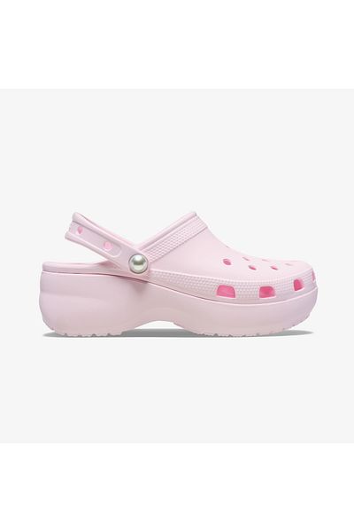 Crocs Класически дамски чехли с платформа и перли, розови