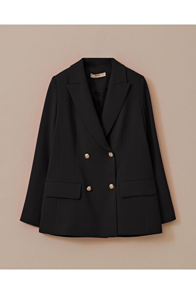 SEÇİL Double Breasted Blazer Jacket with Gold Button Detail