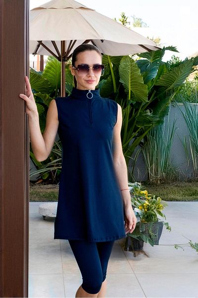 Mayom Zero Sleeve Half Closed Navy Blue Women's Swimsuit 2561