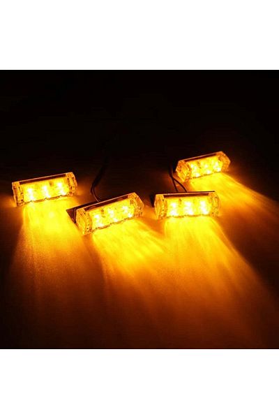 divendi-ro Yellow warning lights for grid, LED, 36W, 12V, strobe and remote control functions