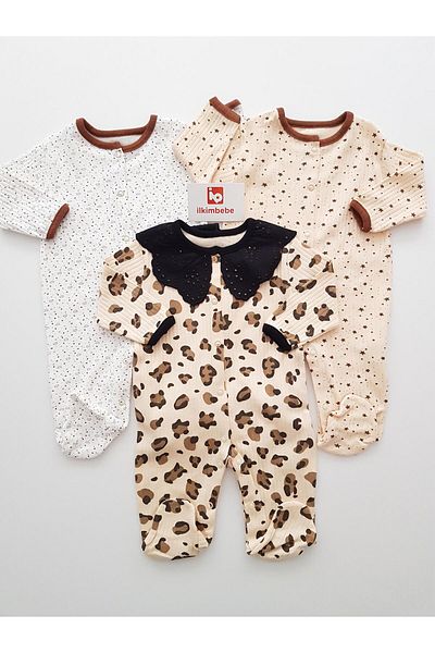 ilkimbebe Leopard Pattern 3-Piece Baby Romper