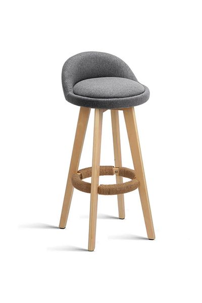 Quasar & Co. Scaun De Bar, Rotativ 360°,inalt,tapitat,pretabil Bucatarie,37x37x80cm,lemn/textil/burete,gri