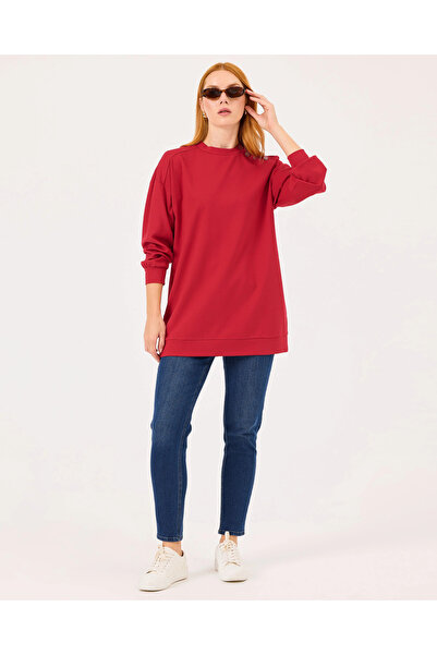 SCL Düğme Detaylı Yuvarlak Yaka Sweatshirt