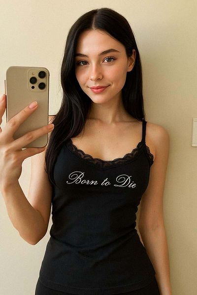 Karakedi Black Lana Del Rey Born to Die Lace Collar Gothic Y2K Strap Crop